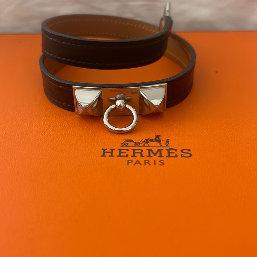 Hermes rivale double tour bracelet Julio can you take Lucy outside(black T3)